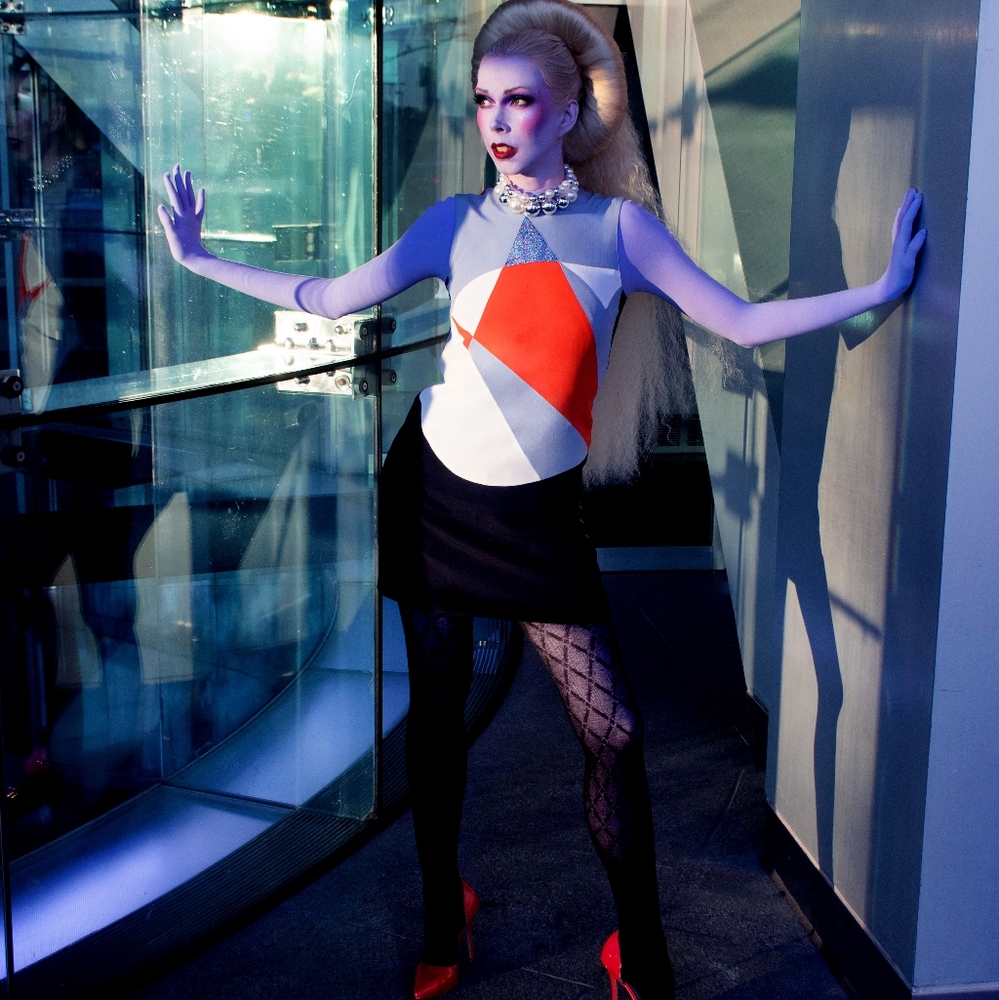 Victoria Victoria Beckham Color Block Shift Dress US 4 UK 8 Retro '60s Mod